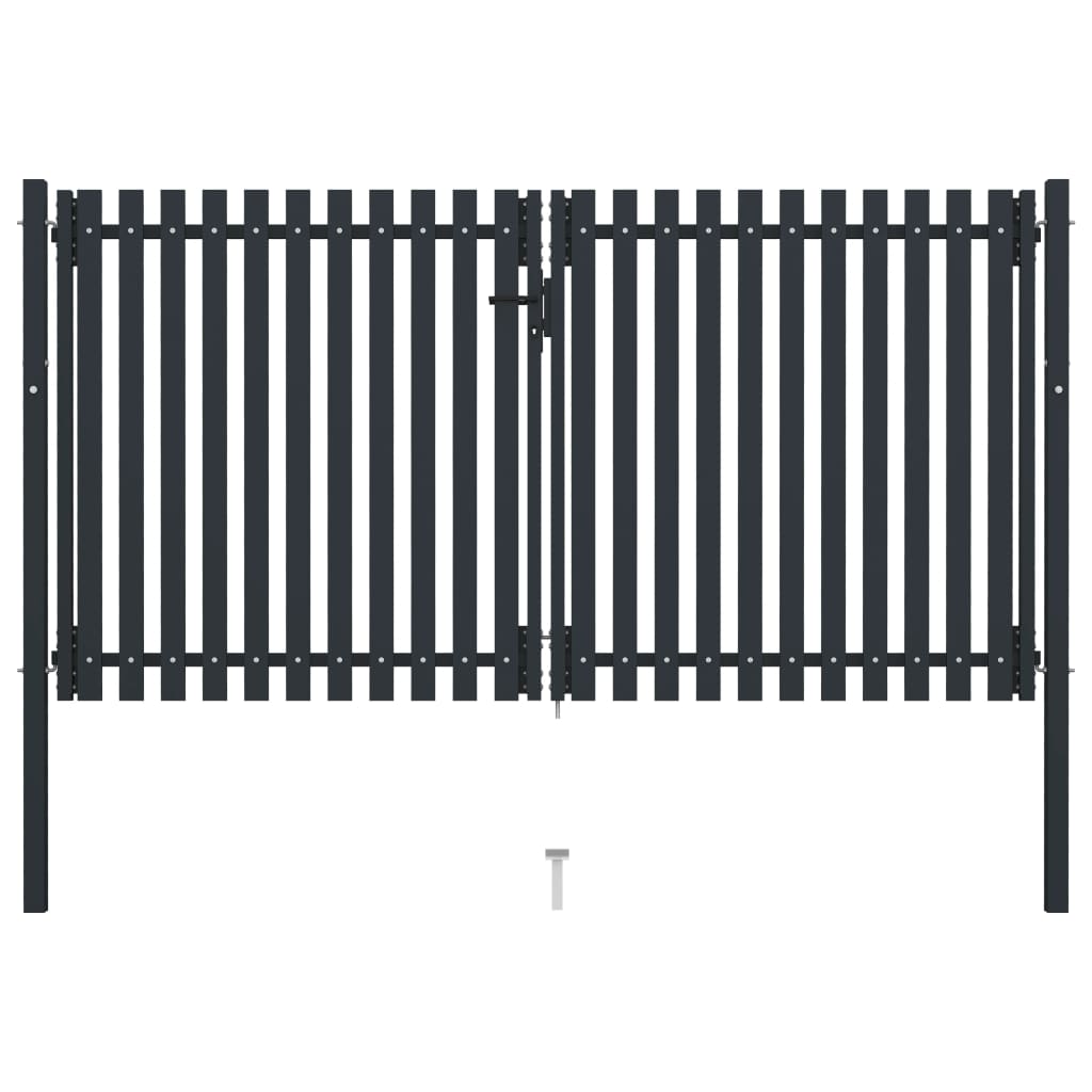 Dubbele poort met deur staal 300x175 cm antraciet is nu te koop bij PeponiXL, paradijselijk wonen!