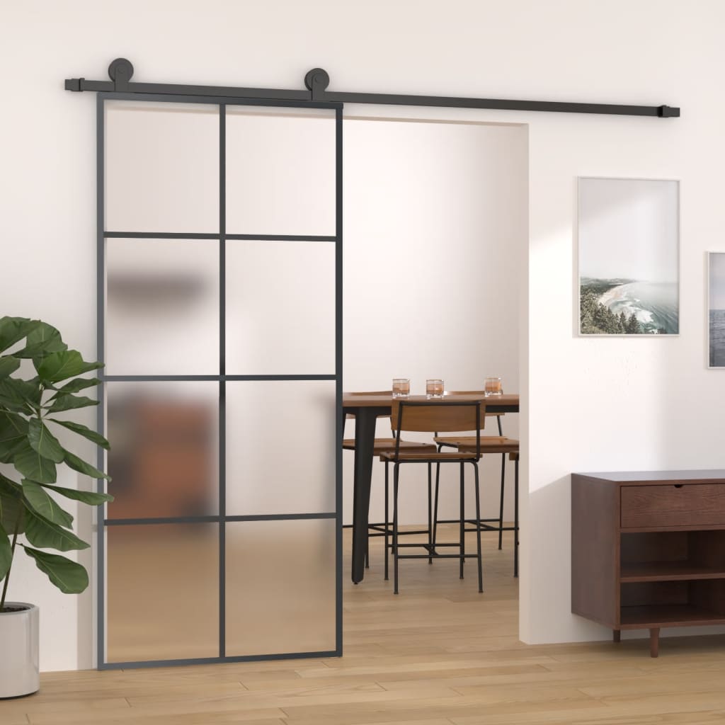 Schuifdeur 90x205 cm aluminium en ESG-glas zwart is nu te koop bij PeponiXL, paradijselijk wonen!