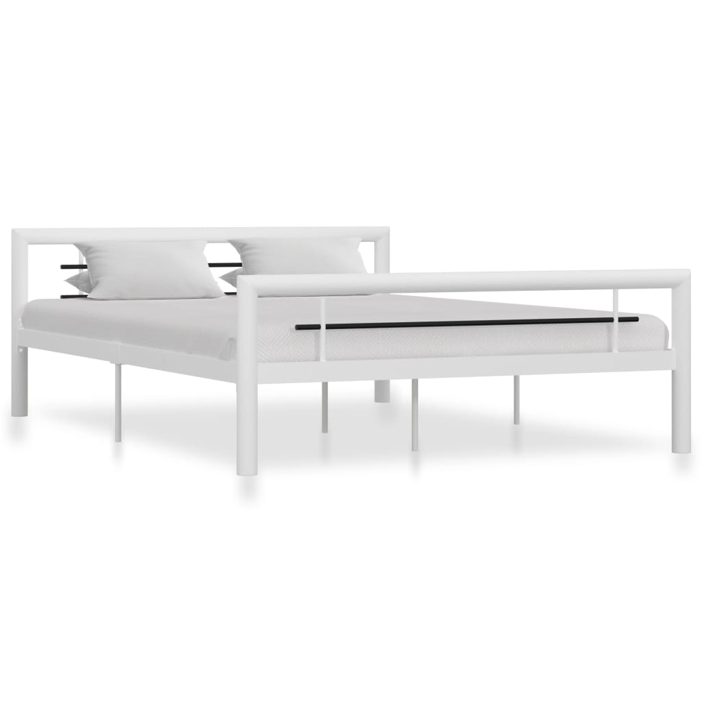 Bedframe metaal wit en zwart 120x200 cm is nu te koop bij PeponiXL, paradijselijk wonen!