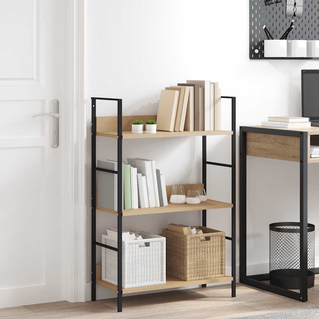 Boekenkast 3 schappen 60x27,6x90,5 cm bewerkt hout eikenkleurig is nu te koop bij PeponiXL, paradijselijk wonen!