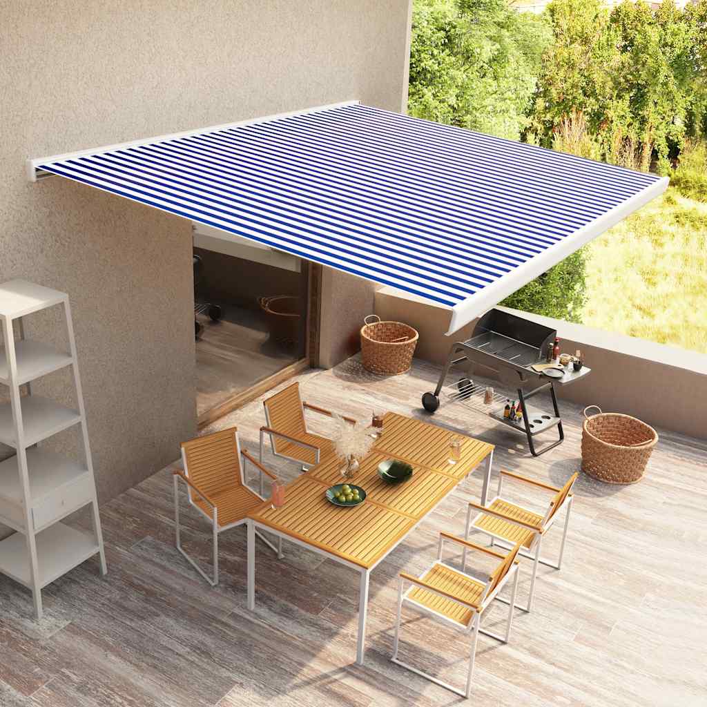 Luifel gemotoriseerd 400x300 cm blauw en wit is nu te koop bij PeponiXL, paradijselijk wonen!