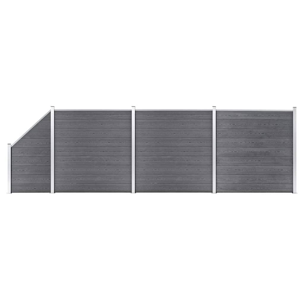 Schuttingset 3 vierkant en 1 schuin 619x186 cm HKC grijs is nu te koop bij PeponiXL, paradijselijk wonen!