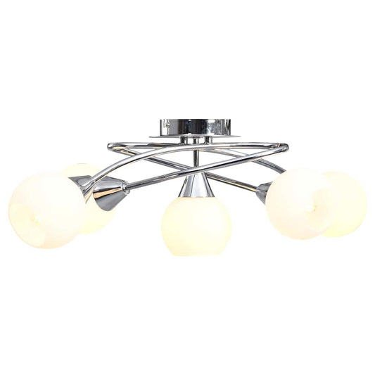 Plafondlamp met keramieken bolvormige kappen voor 5xE14 wit is nu te koop bij PeponiXL, paradijselijk wonen!