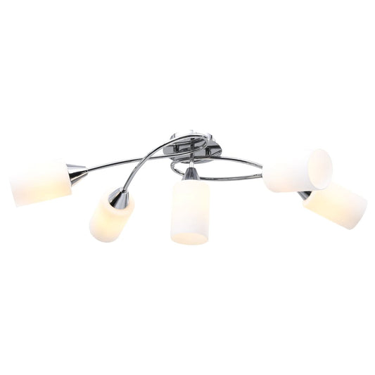 Plafondlamp met keramieken cilindervormige kappen 5xE14 wit is nu te koop bij PeponiXL, paradijselijk wonen!