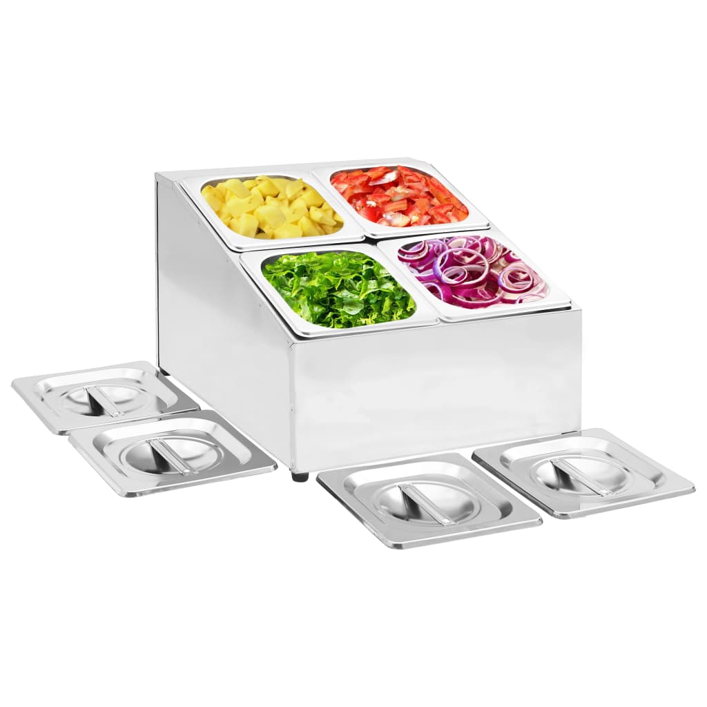 Gastronormbakkenhouder met 4 GN 1/6 bakken roestvrij staal is nu te koop bij PeponiXL, paradijselijk wonen!