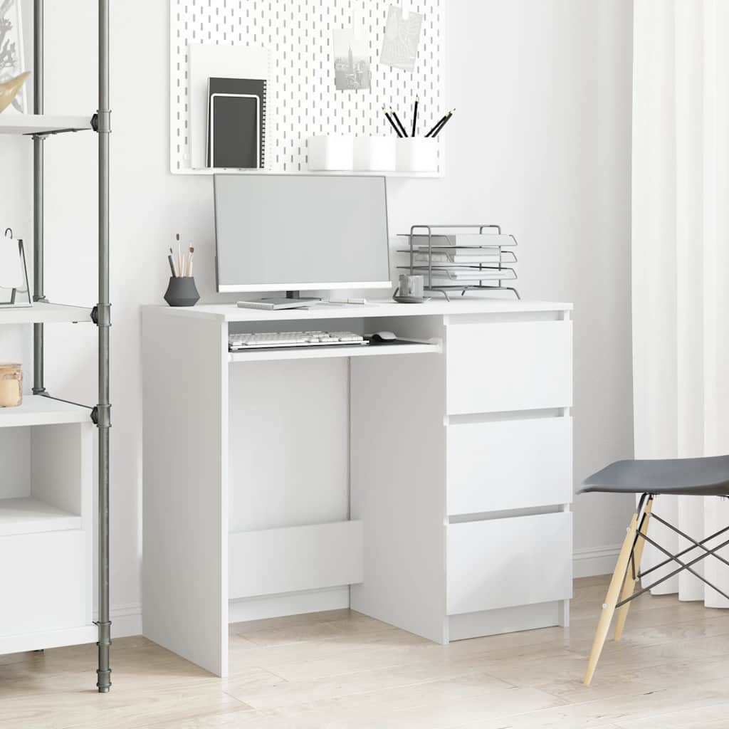Bureau 90x45x76 cm bewerkt hout wit is nu te koop bij PeponiXL, paradijselijk wonen!