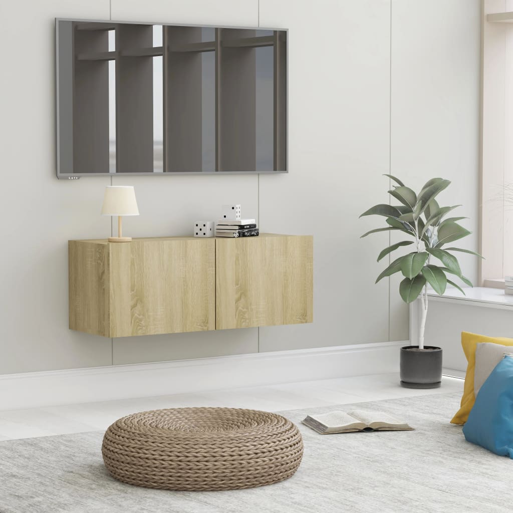 Tv-meubel 80x30x30 cm bewerkt hout sonoma eikenkleurig is nu te koop bij PeponiXL, paradijselijk wonen!