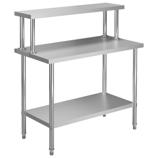 Keukenwerktafel met bovenschap 120x60x120 cm roestvrij staal is nu te koop bij PeponiXL, paradijselijk wonen!
