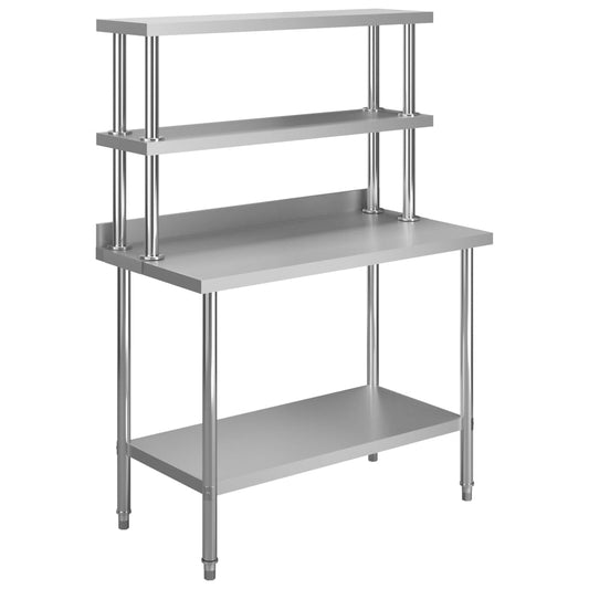 Keukenwerktafel met bovenschap 120x60x150 cm roestvrij staal is nu te koop bij PeponiXL, paradijselijk wonen!