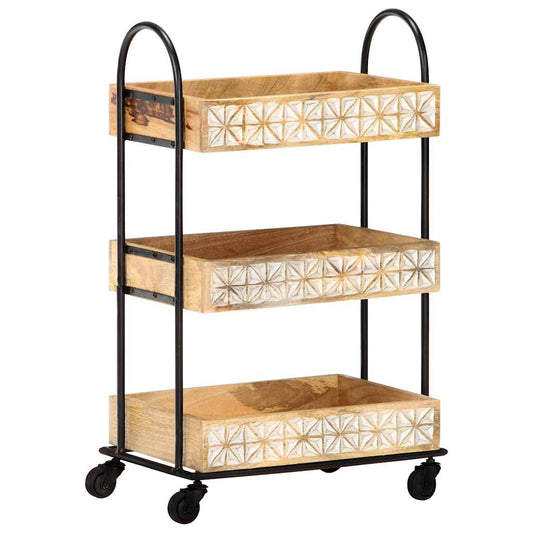 Keukentrolley 3-laags 46x30x76 cm massief mangohout is nu te koop bij PeponiXL, paradijselijk wonen!