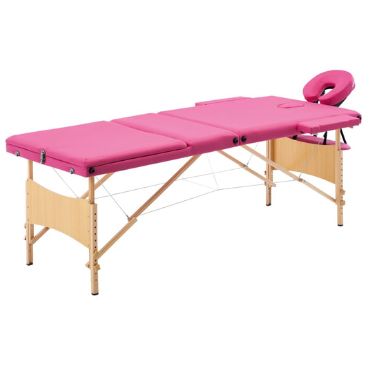 Massagetafel inklapbaar 3 zones hout roze is nu te koop bij PeponiXL, paradijselijk wonen!