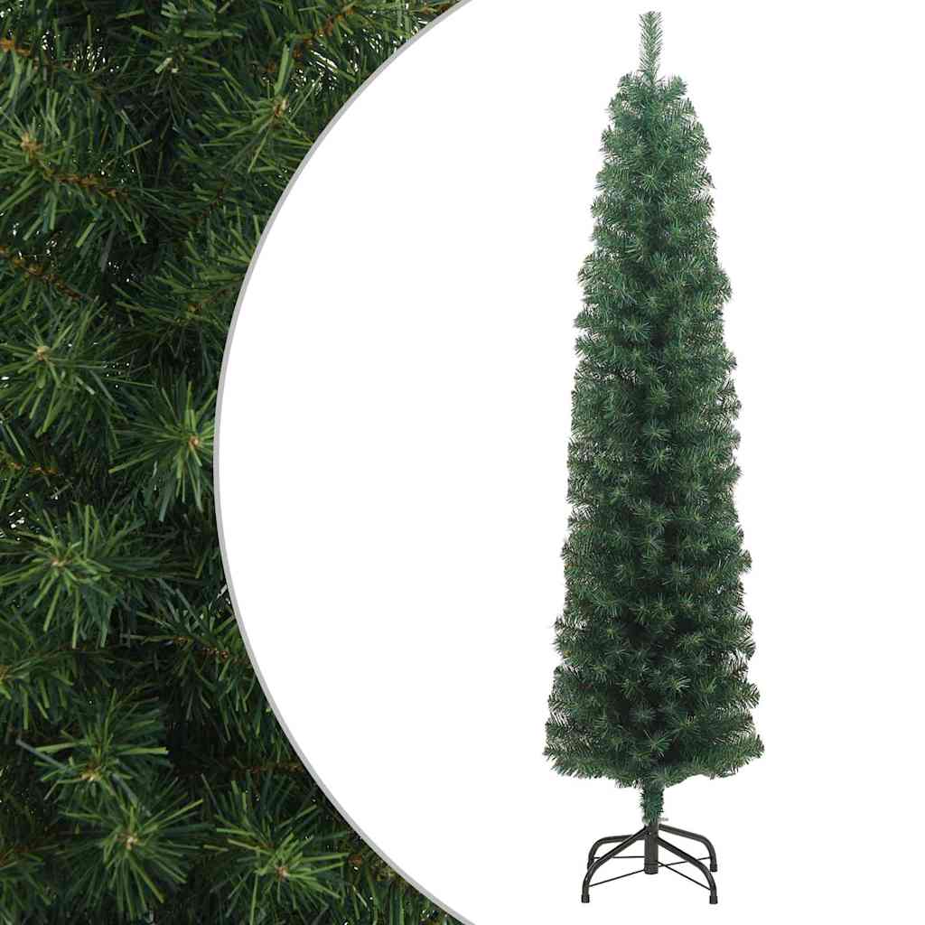 Kunstkerstboom met standaard smal 210 cm PVC groen is nu te koop bij PeponiXL, paradijselijk wonen!