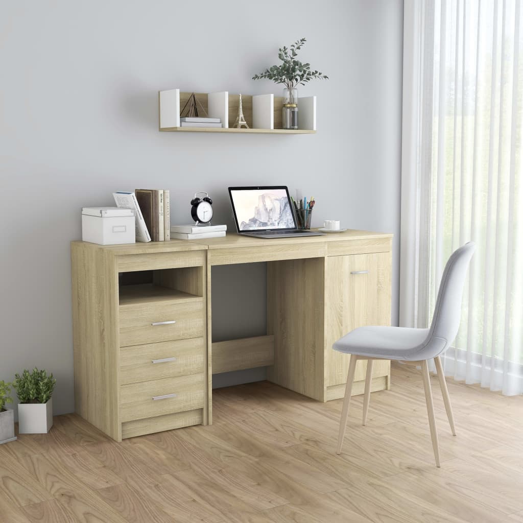 Bureau 140x50x76 cm bewerkt hout sonoma eikenkleurig is nu te koop bij PeponiXL, paradijselijk wonen!
