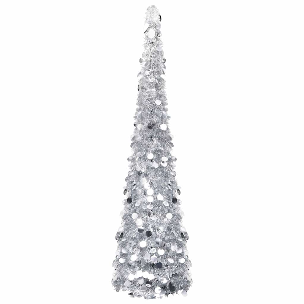 Kunstkerstboom pop-up 150 cm PET zilverkleurig is nu te koop bij PeponiXL, paradijselijk wonen!