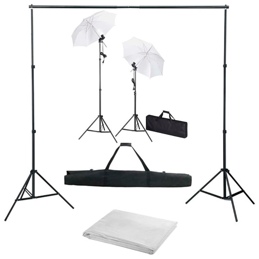 Fotostudioset met achtergrond, lampen en paraplu's is nu te koop bij PeponiXL, paradijselijk wonen!