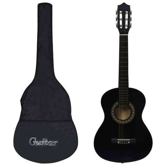Gitaar klassiek beginner kinderen met tas 1/2 34" zwart is nu te koop bij PeponiXL, paradijselijk wonen!