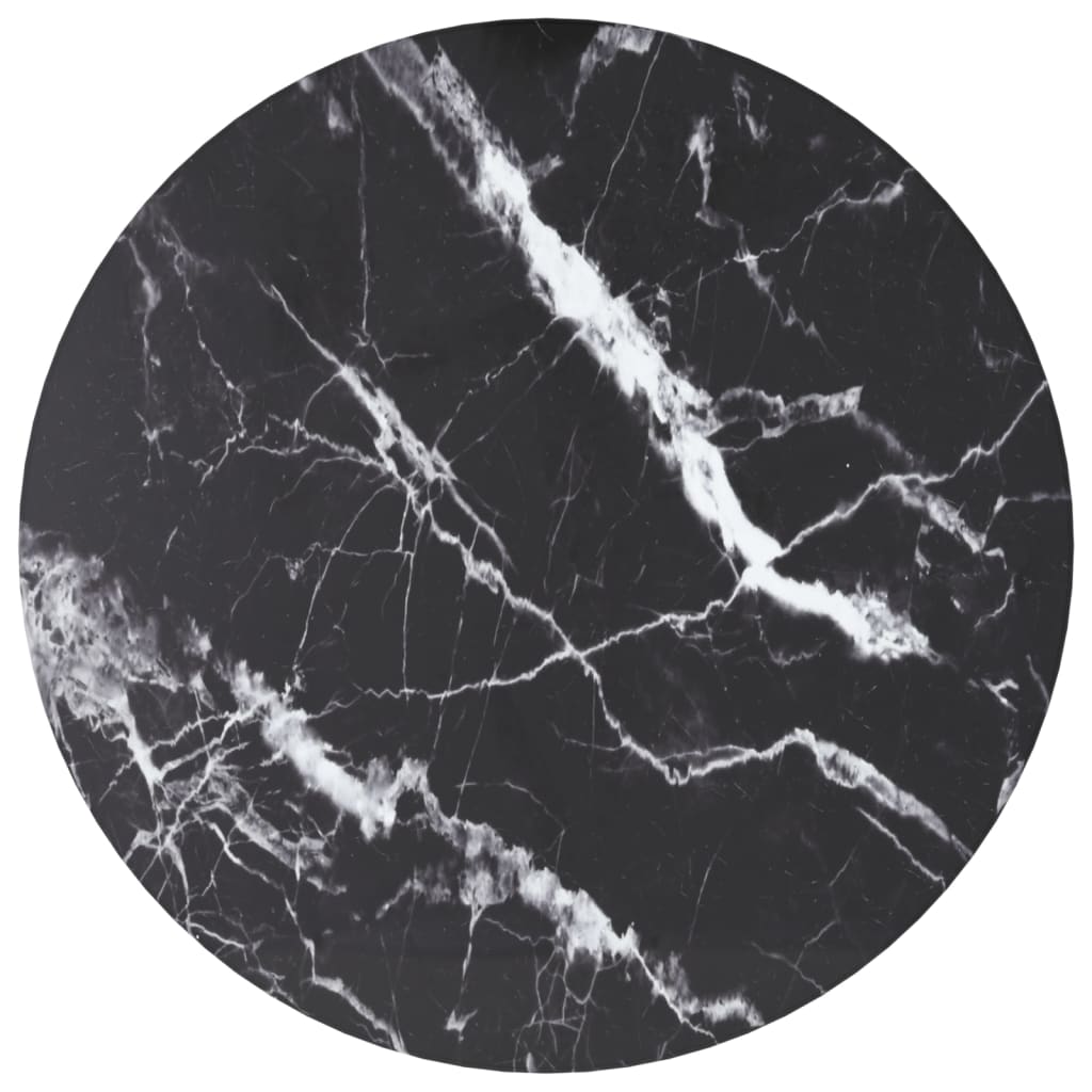 Tafelblad Ø30x0,8 cm gehard glas met marmerontwerp zwart is nu te koop bij PeponiXL, paradijselijk wonen!