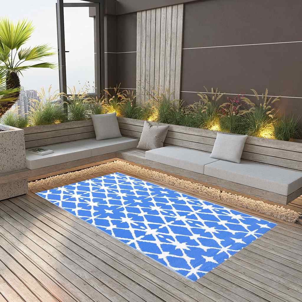 Buitenkleed ARAKIL 190x290 cm PP blauw en wit is nu te koop bij PeponiXL, paradijselijk wonen!