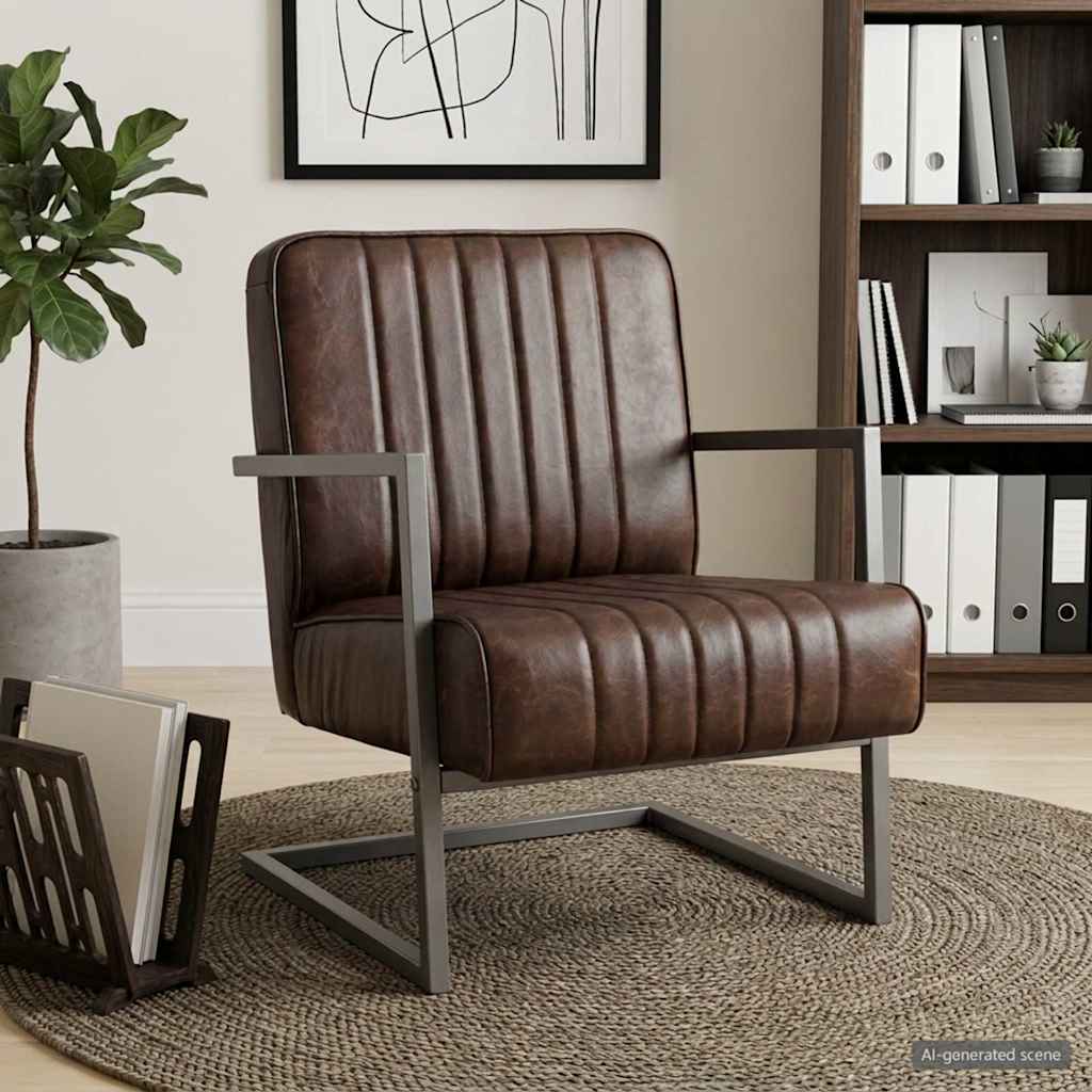 Fauteuil echt leer verweerd bruin is nu te koop bij PeponiXL, paradijselijk wonen!