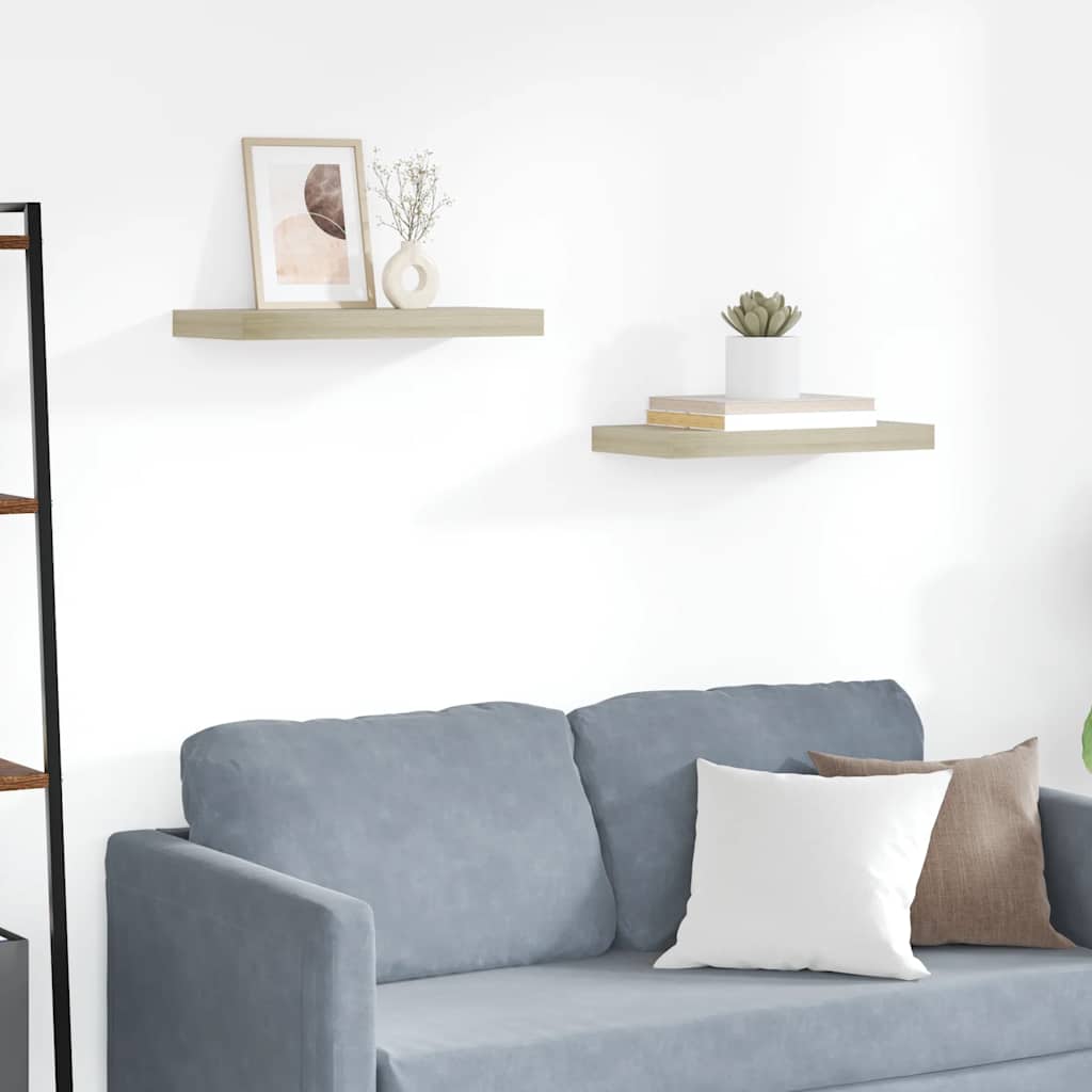 Wandschappen zwevend 2 st 50x23,5x3,8 cm MDF eikenkleurig is nu te koop bij PeponiXL, paradijselijk wonen!