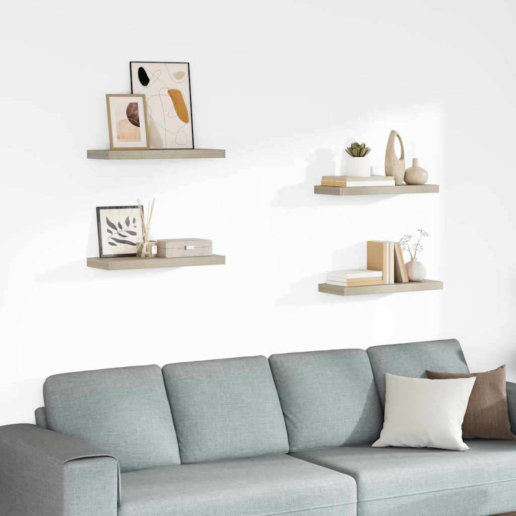 Wandschappen zwevend 4 st 60x23,5x3,8 cm MDF eikenkleurig is nu te koop bij PeponiXL, paradijselijk wonen!