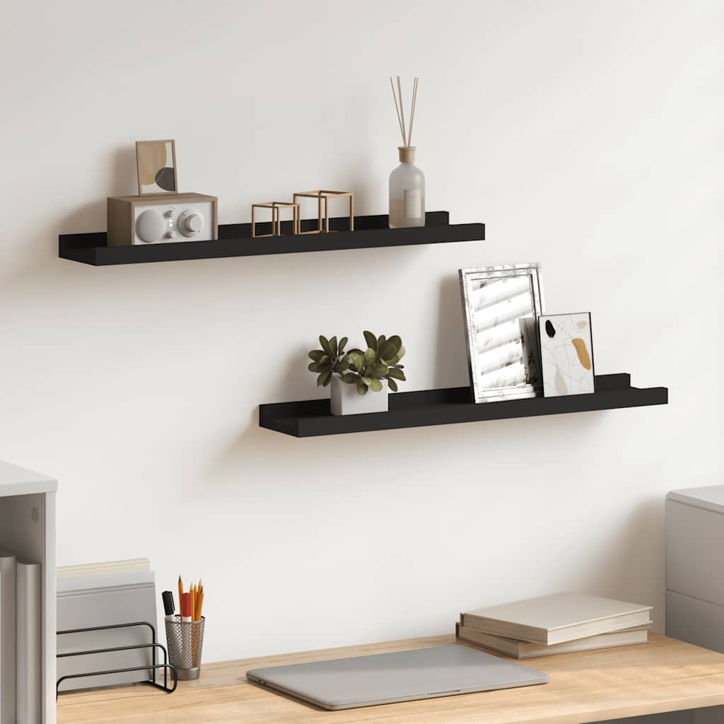 Fotoplanken 2 st 60x9x3 cm MDF zwart is nu te koop bij PeponiXL, paradijselijk wonen!