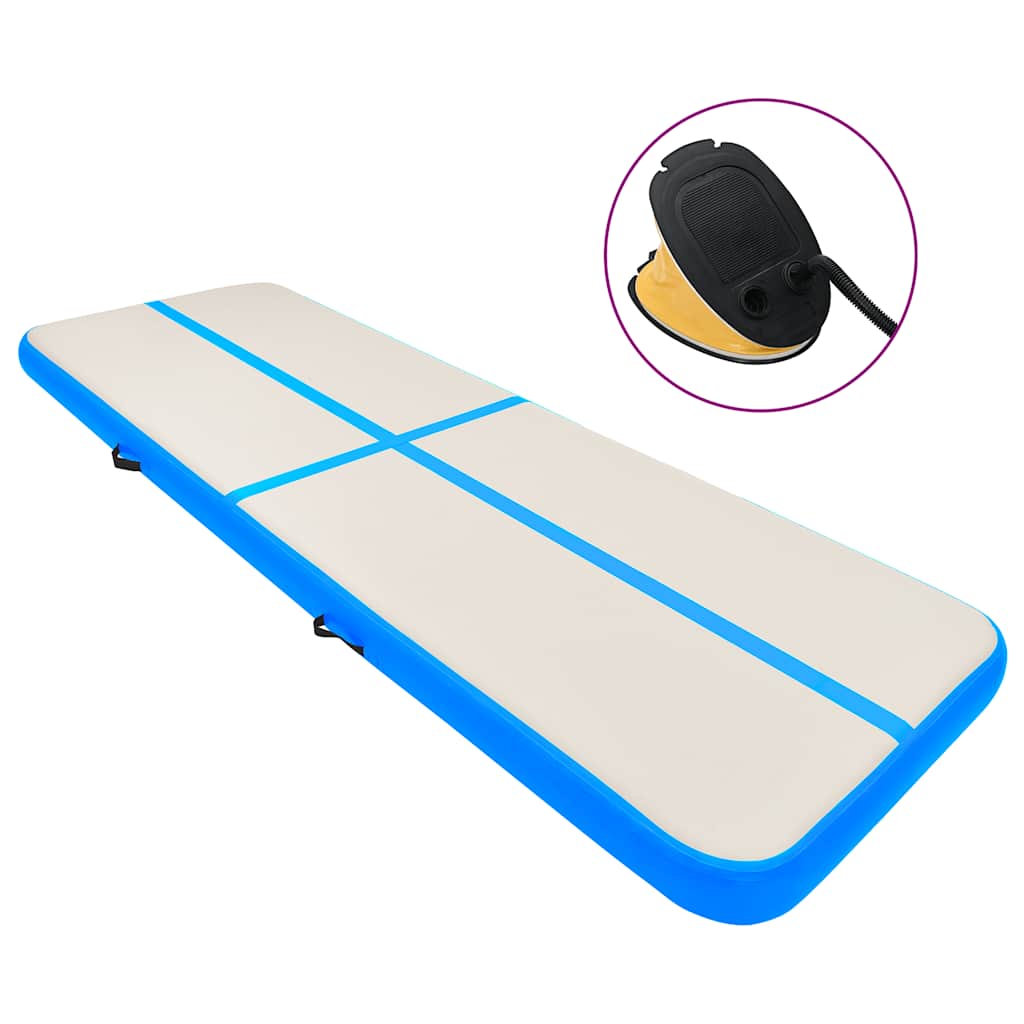 Gymnastiekmat met pomp opblaasbaar 700x100x15 cm PVC blauw is nu te koop bij PeponiXL, paradijselijk wonen!