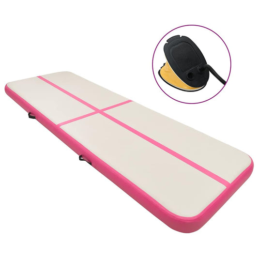 Gymnastiekmat met pomp opblaasbaar 300x100x20 cm PVC roze is nu te koop bij PeponiXL, paradijselijk wonen!