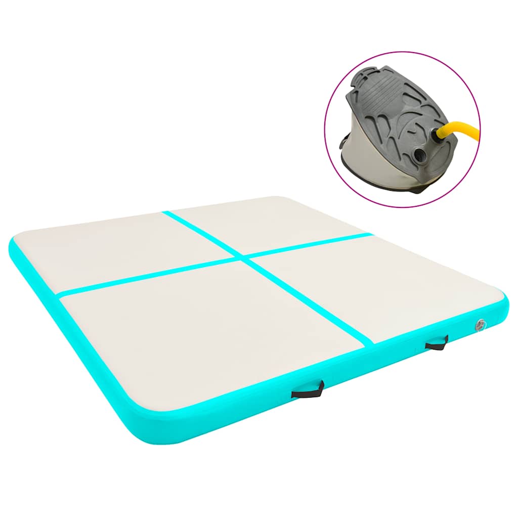Gymnastiekmat met pomp opblaasbaar 200x200x20 cm PVC groen is nu te koop bij PeponiXL, paradijselijk wonen!