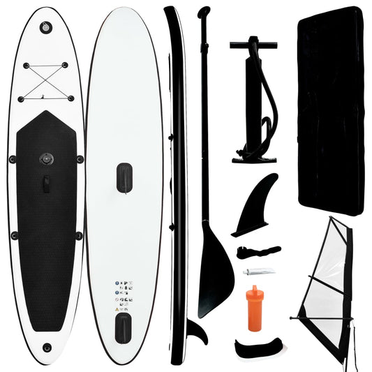 Stand Up Paddleboard opblaasbaar met zeilset zwart en wit is nu te koop bij PeponiXL, paradijselijk wonen!