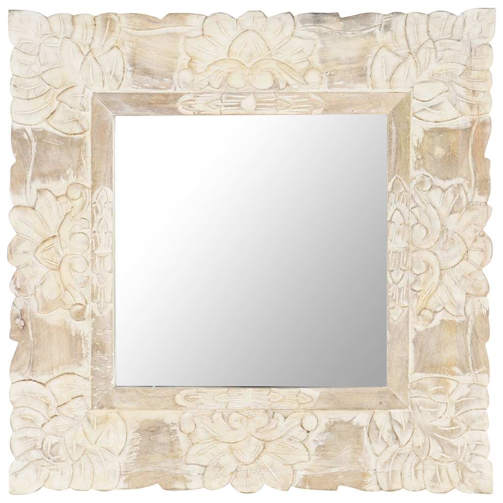 Spiegel 50x50 cm massief mangohout wit is nu te koop bij PeponiXL, paradijselijk wonen!