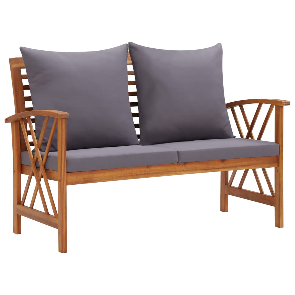 Tuinbank met kussens 119 cm massief acaciahout is nu te koop bij PeponiXL, paradijselijk wonen!