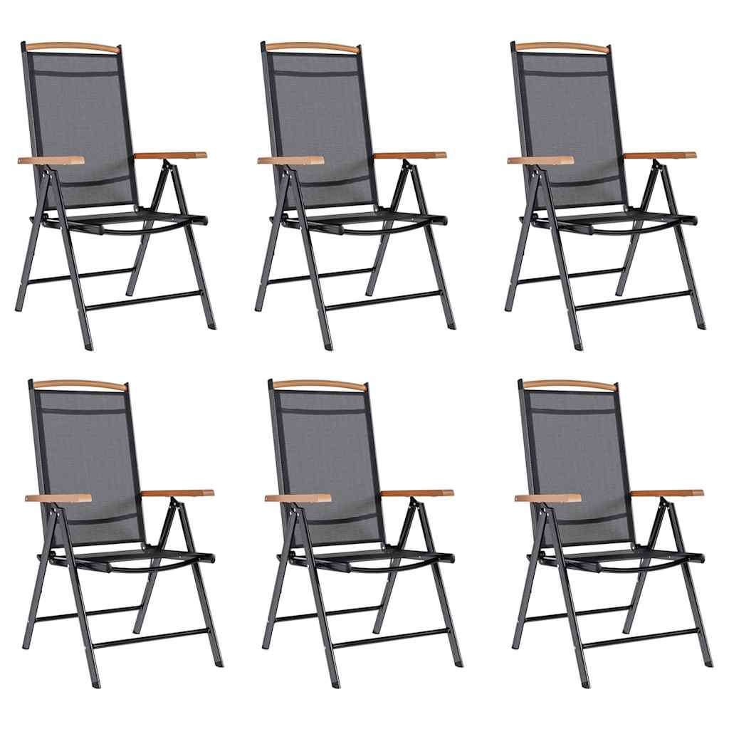 Tuinstoelen 6 st inklapbaar textileen zwart is nu te koop bij PeponiXL, paradijselijk wonen!