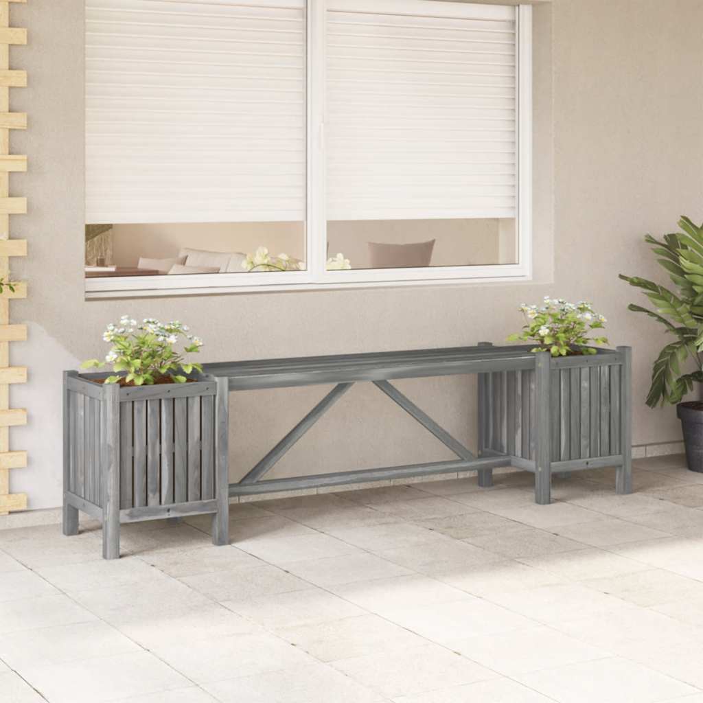 Tuinbank met 2 plantenbakken 150 cm massief acaciahout grijs is nu te koop bij PeponiXL, paradijselijk wonen!