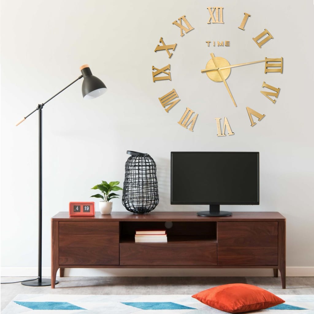 3D-wandklok modern XXL 100 cm goudkleurig is nu te koop bij PeponiXL, paradijselijk wonen!