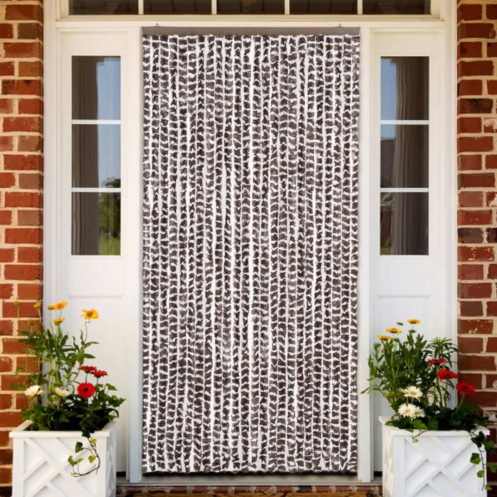 Vliegengordijn 100x220 cm chenille bruin en wit is nu te koop bij PeponiXL, paradijselijk wonen!