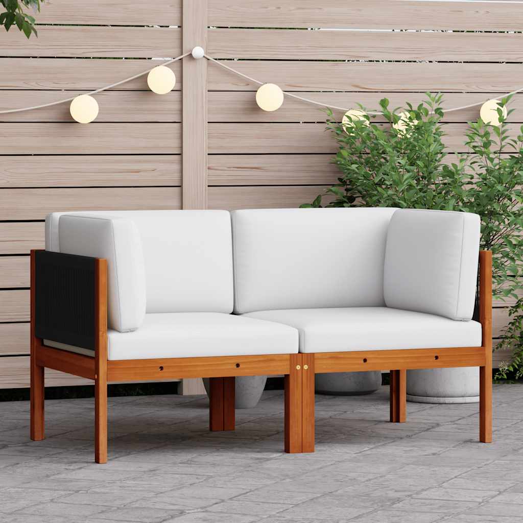 Tuinhoekbanken 2 st met kussens acaciahout & touw is nu te koop bij PeponiXL, paradijselijk wonen!