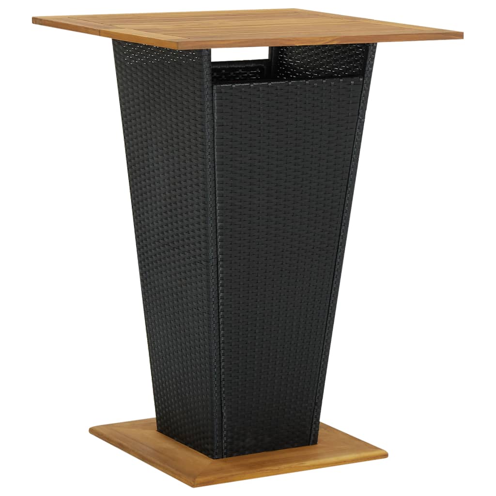 Bartafel 80x80x110 cm poly rattan en massief acaciahout zwart is nu te koop bij PeponiXL, paradijselijk wonen!