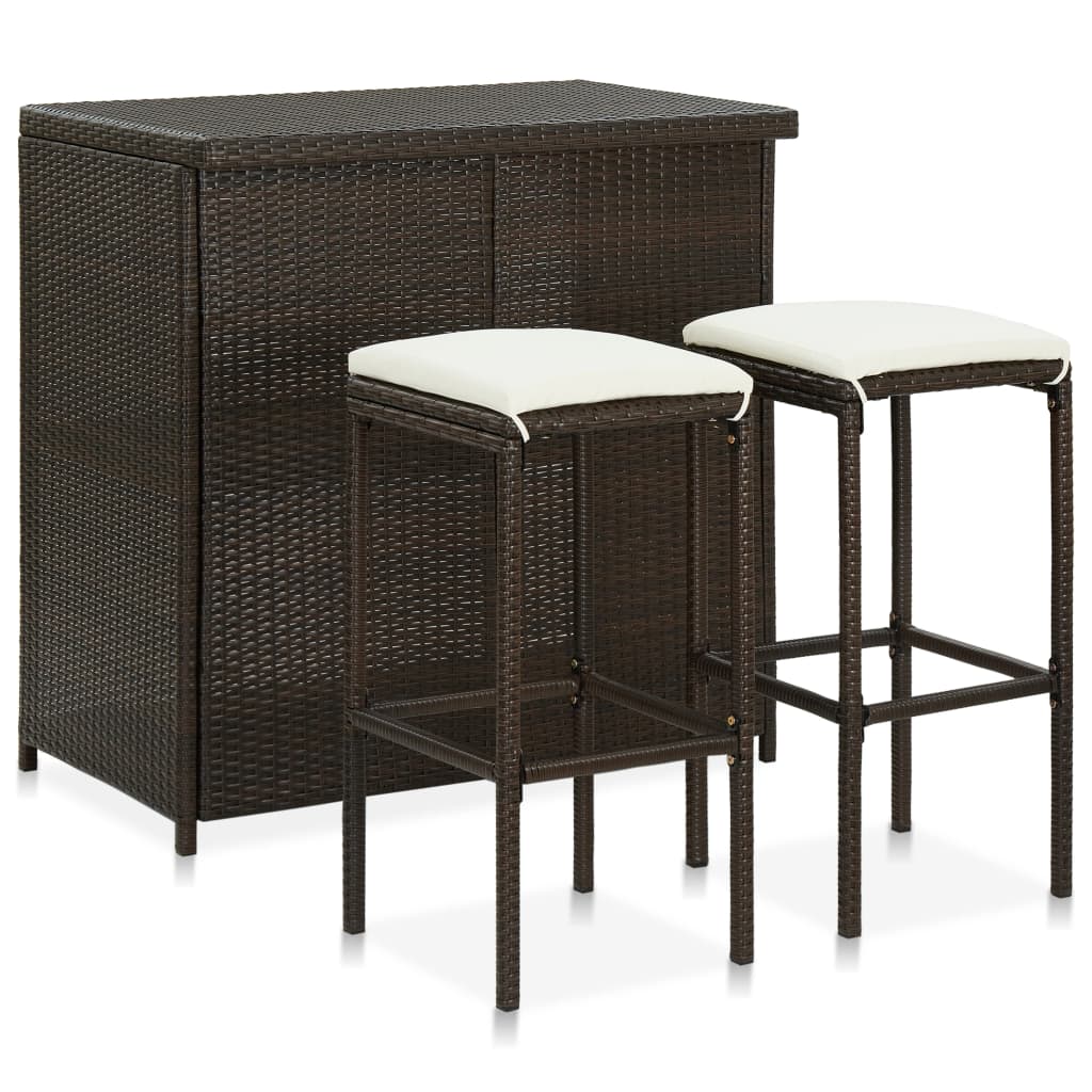 3-delige Barset poly rattan bruin is nu te koop bij PeponiXL, paradijselijk wonen!