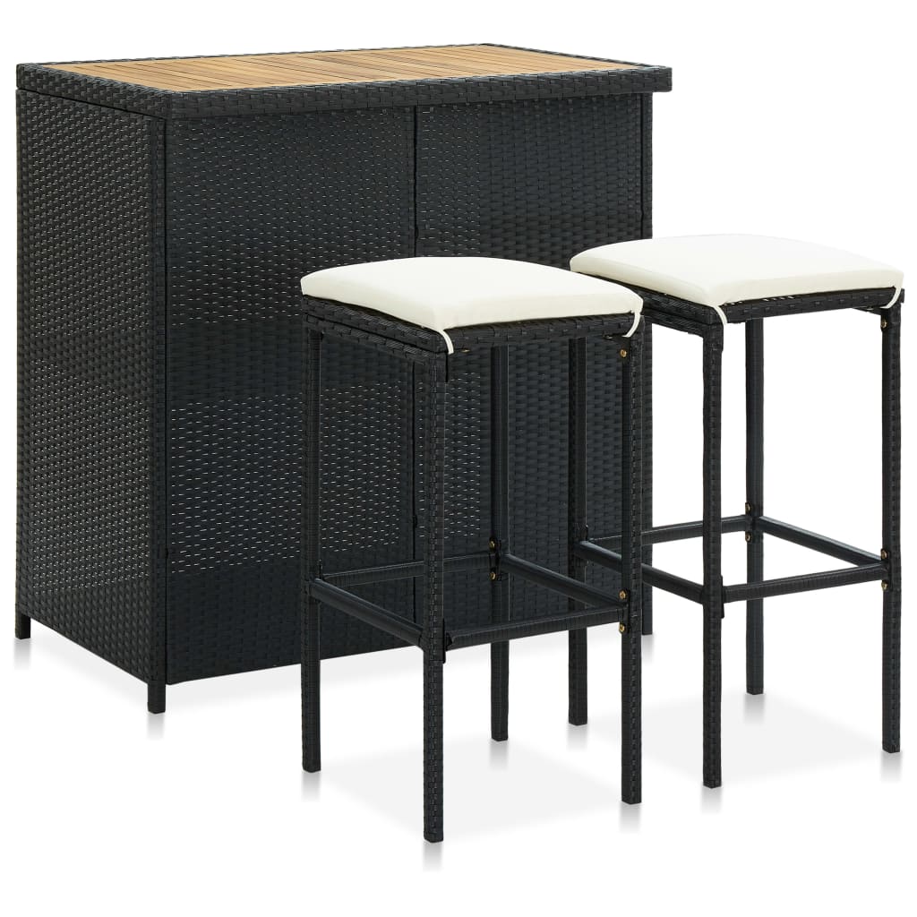3-delige Barset poly rattan zwart is nu te koop bij PeponiXL, paradijselijk wonen!