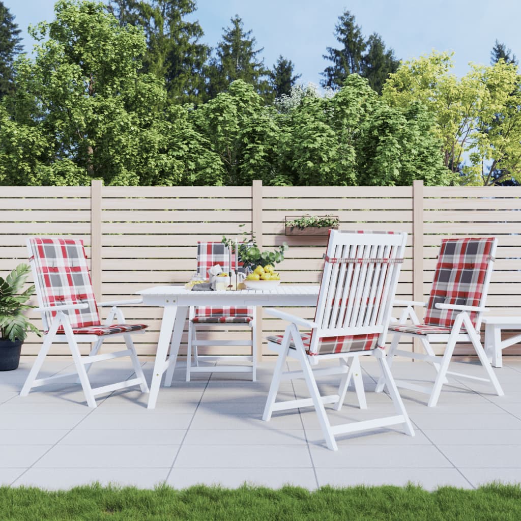 Tuinstoelkussens 4 st 120x50x3 cm stof ruitpatroon rood is nu te koop bij PeponiXL, paradijselijk wonen!