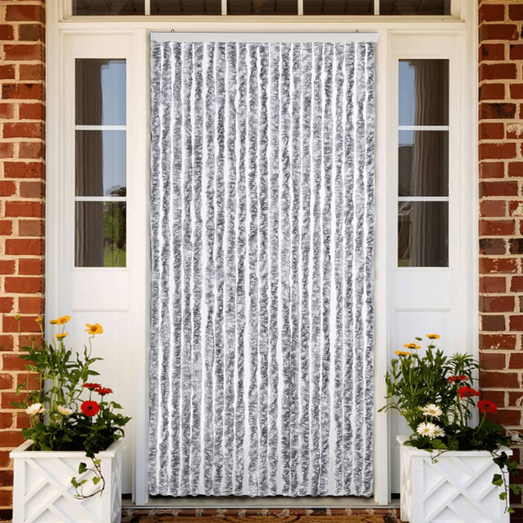 Vliegengordijn 90x200 cm chenille wit en grijs is nu te koop bij PeponiXL, paradijselijk wonen!