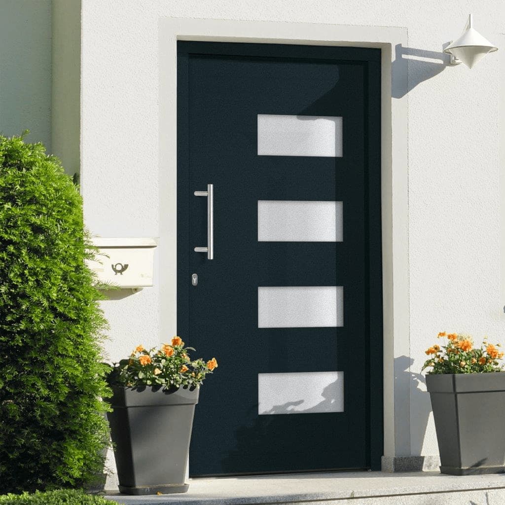 Voordeur 110x210 cm aluminium en PVC antraciet is nu te koop bij PeponiXL, paradijselijk wonen!
