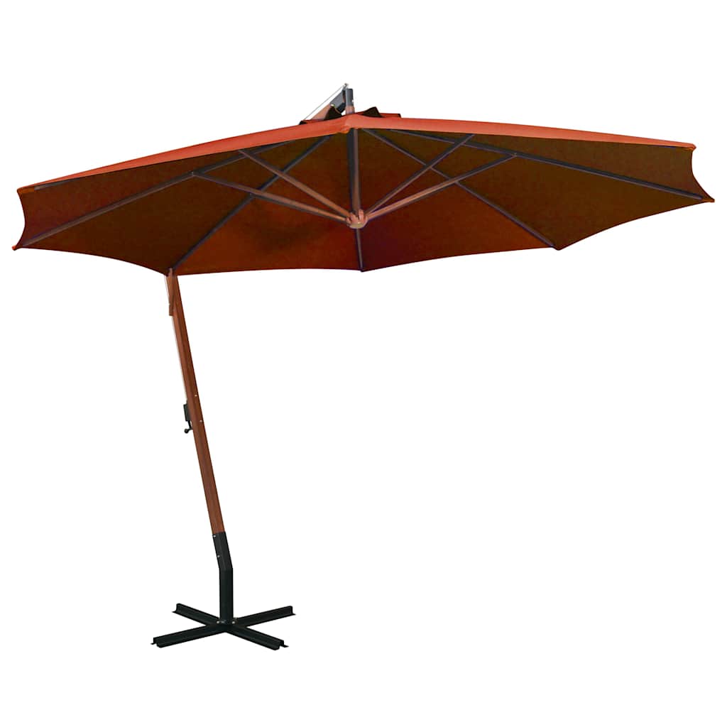Zweefparasol met paal 3,5x2,9 m massief vurenhout terracotta is nu te koop bij PeponiXL, paradijselijk wonen!