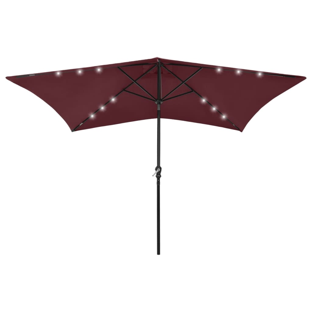 Parasol met LED's en stalen paal 2x3 m bordeauxrood is nu te koop bij PeponiXL, paradijselijk wonen!