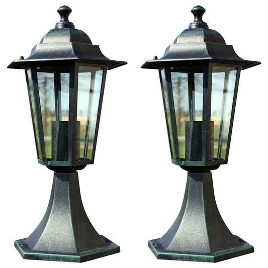 Tuinlampen 2 st aluminium donkergroen/zwart is nu te koop bij PeponiXL, paradijselijk wonen!