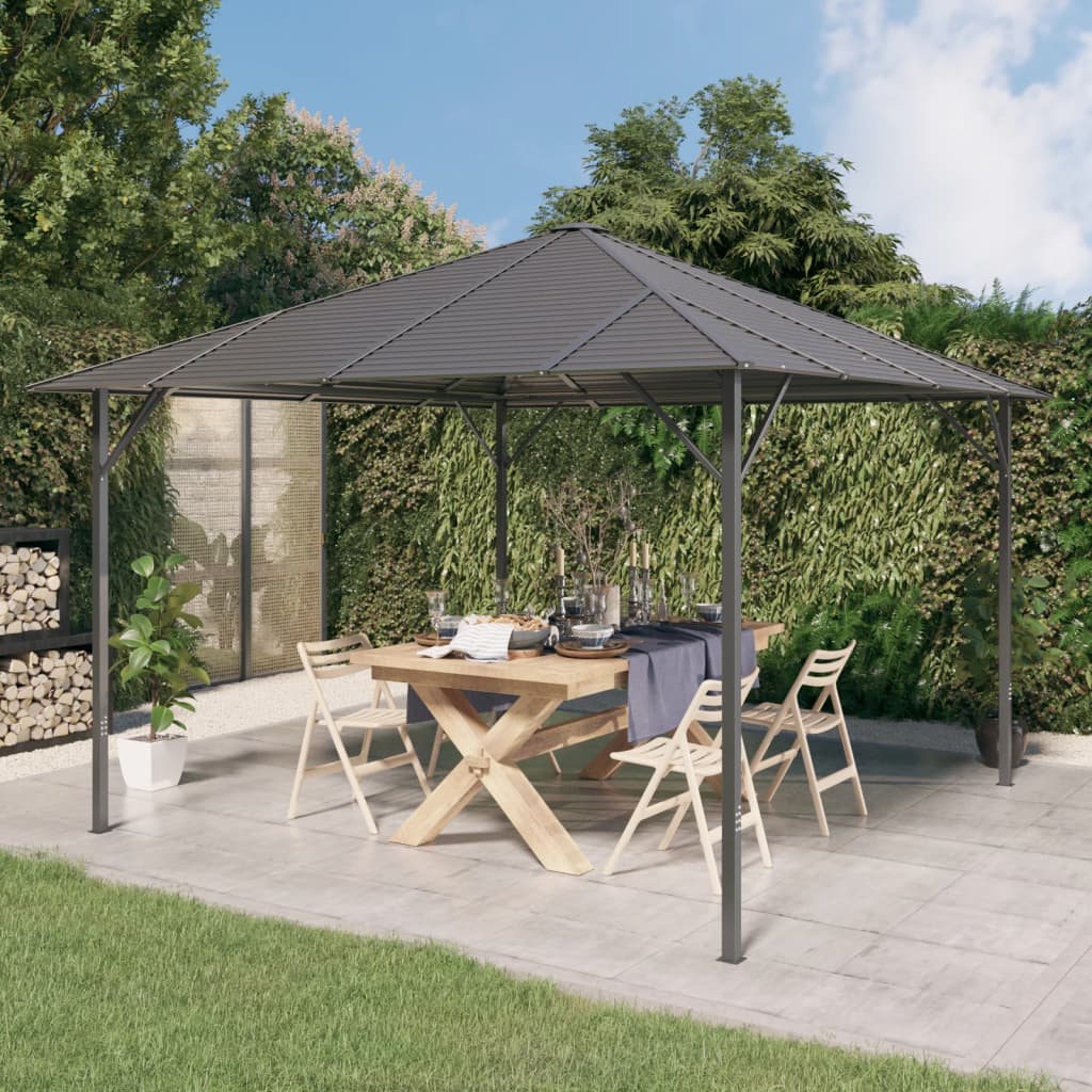 Prieel met dak 3x3 m antracietkleurig is nu te koop bij PeponiXL, paradijselijk wonen!