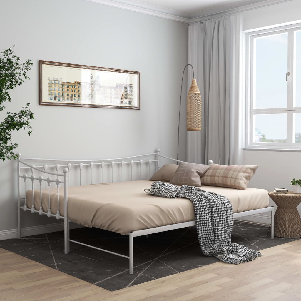 Slaapbank uittrekbaar metaal wit 90x200 cm is nu te koop bij PeponiXL, paradijselijk wonen!