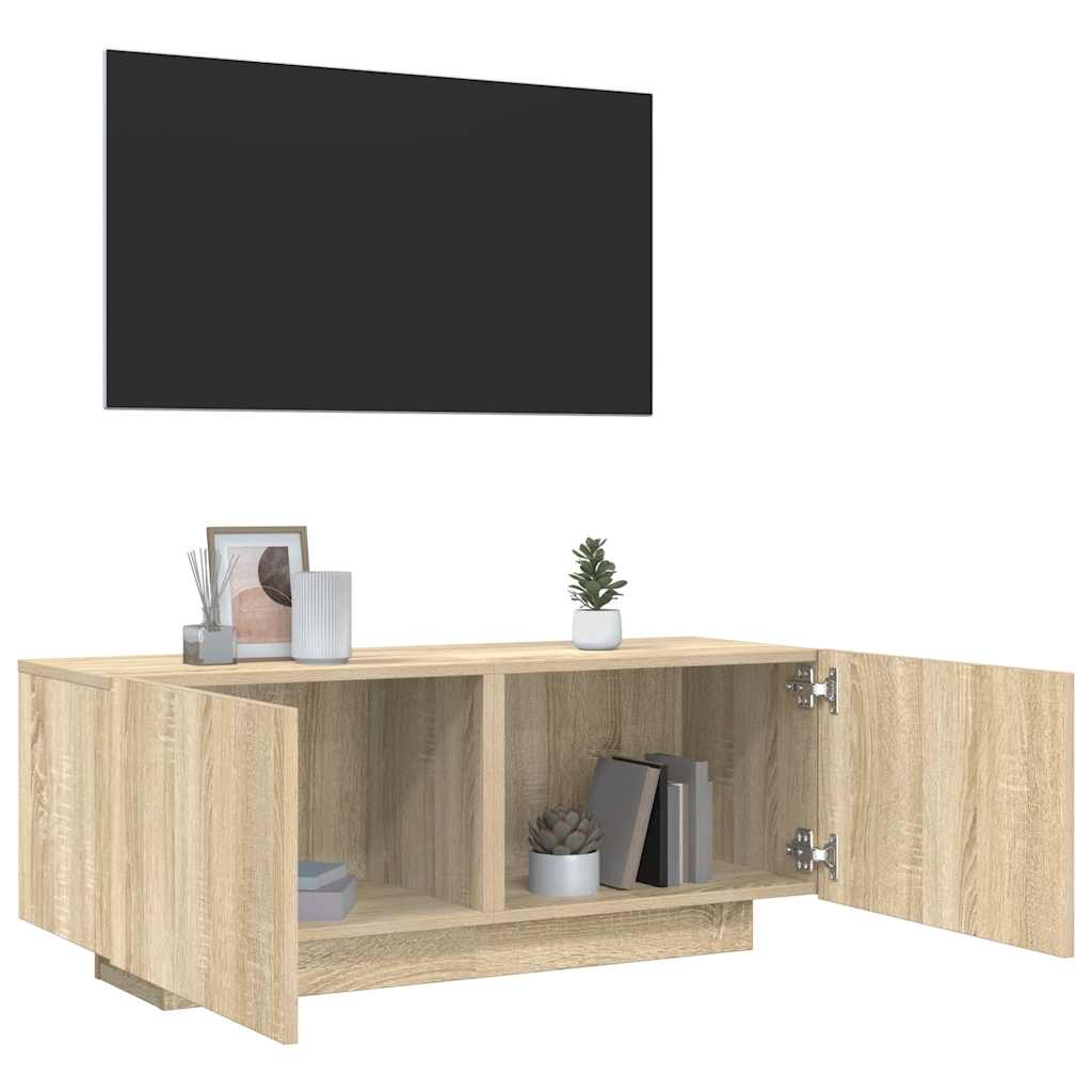 Tv-meubel 100x35x40 cm bewerkt hout sonoma eikenkleurig is nu te koop bij PeponiXL, paradijselijk wonen!