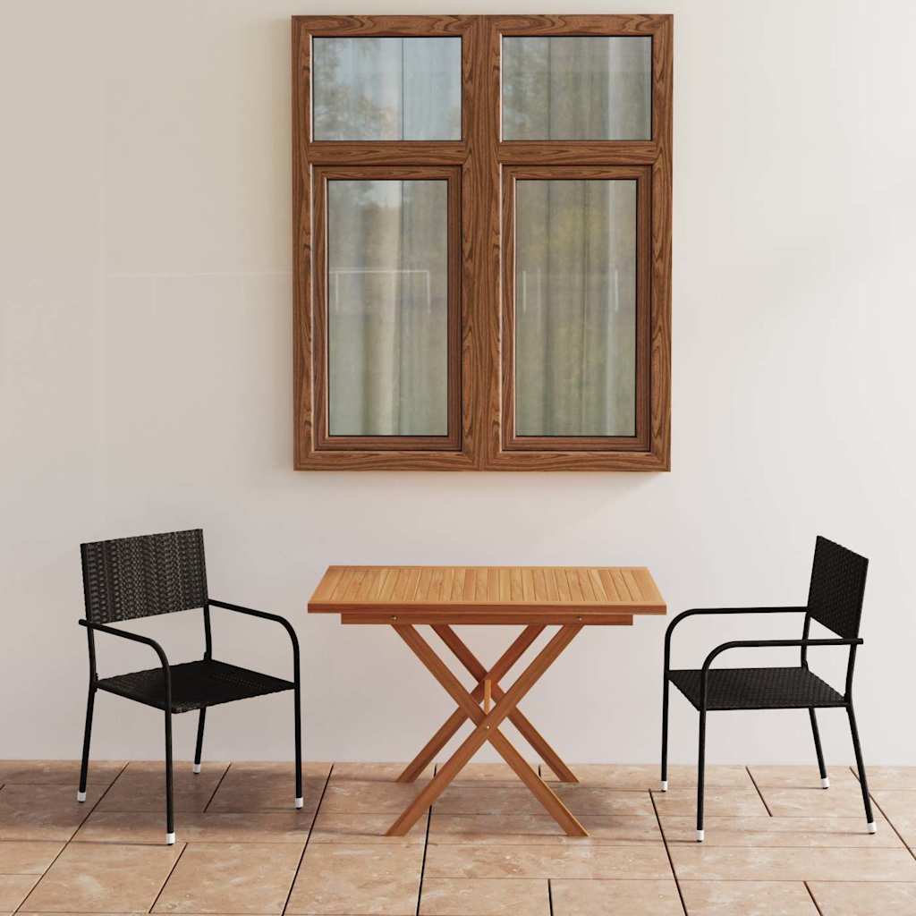 3-delige Tuinset poly rattan en massief acaciahout zwart is nu te koop bij PeponiXL, paradijselijk wonen!